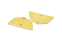 Raw Brass Pendant, 12 Raw Brass Five Edged Geometric Shape Blanks With 2 Holes (25x13x0.80mm) E626