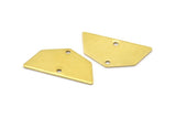 Raw Brass Pendant, 12 Raw Brass Five Edged Geometric Shape Blanks With 2 Holes (25x13x0.80mm) E626