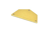 Raw Brass Pendant, 12 Raw Brass Five Edged Geometric Shape Blanks With 3 Holes (32x16x0.80mm) E593