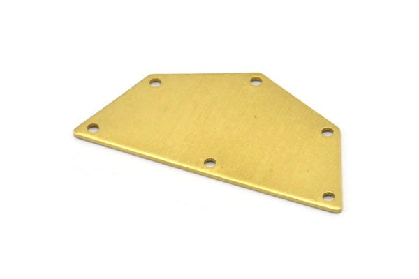 Ham Pirinç Kolye, 6 Delikli 8 Beş Kenarlı Geometrik Şekilli Ham Pirinç Parça (40x20x0,80 mm) E594