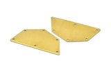 Raw Brass Pendant, 8 Raw Brass Five Edged Geometric Shape Blanks With 6 Holes (40x20x0.80mm) E594
