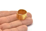 Hammered Ring Setting - 2 Raw Brass Hammered Adjustable Smooth Ring Settings for Soldering With 1 Loop (20-23mm) E583