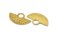 Semi Circle Pendant, 2 Raw Brass Fish Scale Textured Semi Circle Pendants,Earrings  (38.50x24mm) E597