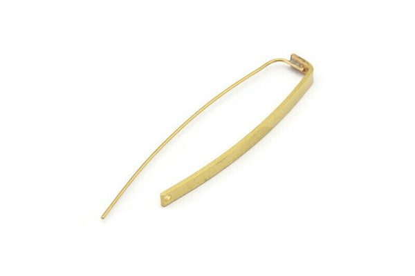 Brass Stud Earring Wires, 6 Raw Brass Needle Bar Earring Wires With 1 Hole (57x47x3x1mm) E378