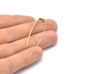 Brass Stud Earring Wires, 6 Raw Brass Needle Bar Earring Wires With 1 Hole (57x47x3x1mm) E378
