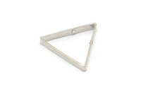 Silver Triangle Charm, 12 Silver Tone Triangles with 2 Holes (24x3x0.6mm) E629