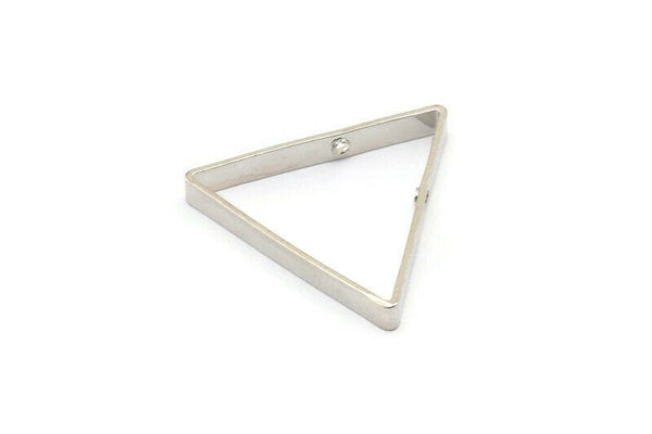 Silver Triangle Charm, 12 Silver Tone Triangles with 2 Holes (24x3x0.6mm) E629