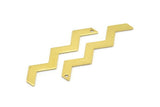 Brass Zig Zag Shape, 24 Raw Brass Zig Zag Shape Charms With 1 Hole, Pendants, Earrings (45x4x0.80mm) E630