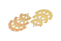 Brass Earring Charm ,2 Raw Brass Ethnic Motif Earring Charms With 1 Loop Pendants, Findings (80x51mm) E529