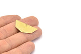 Raw Brass Pendant, 12 Raw Brass Five Edged Geometric Shape Blanks With 1 Hole (32x16x0.80mm) E592