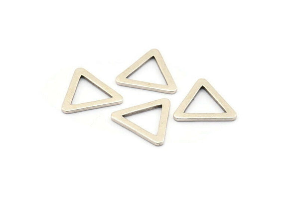 Small Triangle Connector, 8 Antique Silver Plated Brass Triangle Connectors, Rings (16x2x1.2mm) D0023 H0111