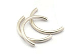 Antique Silver Noodle Tubes, 6 Antique Silver Plated Semi Circle Curved Tube Beads (4x45mm) D0264 H0223