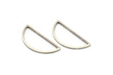 Silver Half Moon, 25 Antique Silver Plated Brass Semi Circle Connectors (12x26x1mm) A1709 H0271