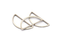 Silver Half Moon, 25 Antique Silver Plated Brass Semi Circle Connectors (12x26x1mm) A1709 H0271