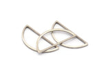 Silver Half Moon, 25 Antique Silver Plated Brass Semi Circle Connectors (12x26x1mm) A1709 H0271