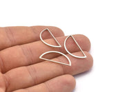 Silver Half Moon, 25 Antique Silver Plated Brass Semi Circle Connectors (12x26x1mm) A1709 H0271