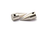 Silver Spike Charm, 4 Antique Silver Plated Brass Spike Tribal Pendant (15x6mm) A0760 H0310