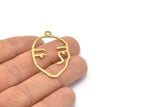 Pirinç Yüz Şeklinde Tılsım, 1 Halkalı 6 Ham Pirinç Yüz Şeklinde Tılsım, Kolye Uçları, Küpeler, Bulgular (43x27x1mm) E651