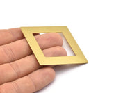 Brass Square Charm, 3 Raw Brass Square Charms, Earrings, Findings (50x9x0.80mm) E642