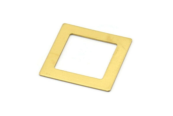 Brass Square Charm, 6 Raw Brass Square Charms, Earrings, Findings (32x5x0.80mm) E643