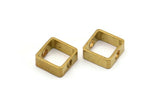 Brass Square Charm, 12 Raw Brass Square Ring Charms With 2 Holes (12x5x1mm) E647