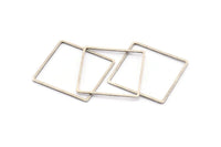 Silver Square Charm, 12 Antique Silver Plated Brass Square Connectors (25mm) Bs-1122 H0234