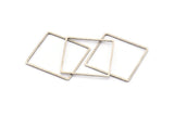 Silver Square Charm, 12 Antique Silver Plated Brass Square Connectors (25mm) Bs-1122 H0234