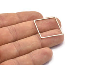 Silver Square Charm, 12 Antique Silver Plated Brass Square Connectors (25mm) Bs-1122 H0234