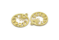 Moon Phases Charm, 4 Raw Brass Crescent Moon Phases Charms With 1 Loop, Pendants, Findings (25x22x2.2mm) N1633