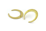 Brass Moon Earring, 6 Textured Raw Brass Crescent Moon Stud Earrings (26x27x1mm) M02223 A2412