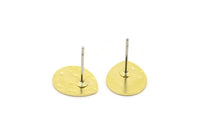 Brass Drop Earring, 6 Hammered Raw Brass Drop Stud Earrings (12x0.70mm) M01477 A2413