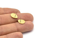 Brass Drop Earring, 6 Hammered Raw Brass Drop Stud Earrings (12x0.70mm) M01477 A2413