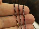 Black Solder Chain, 50 Meters - 165 Feet (1.5mm) Black Antique Brass Faceted Soldered Curb Chain - Ys009 ( Z046 )
