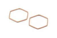 Rose Gold Hexagon Connector, 25 Rose Gold Plated Brass Hexagon Connector Rings (20x0.6x0.9mm) BS 1204 Q0001