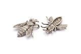 Huge Bee Pendant, 1 Antique Silver Plated Brass Bee Charm Pendant (41x34mm) N0350 H0401