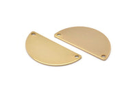 Gold Moon Pendant, 2 Gold Plated Brass Semi Circle Pendants with 2 Holes (32x16x0.80mm) A0845 Q0019