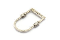 D Shape Rings, 2 Antique Silver Plated Brass Hammered D Shape Connectors With 1 Hole, Rings  (29x19x1.3mm) BS 1876 H0420