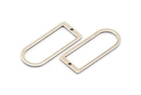 D Shape Rings, 6 Antique Silver Plated Brass D Shape Connectors, Rings  (30x13x1mm) BS 1730 H0417
