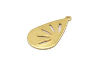 Gold Drop Charm, 4 Gold Plated Brass Drop Charms With 1 Loop (28x16x0.80mm) A1610 Q1089