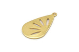 Gold Drop Charm, 4 Gold Plated Brass Drop Charms With 1 Loop (28x16x0.80mm) A1610 Q1089