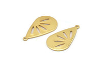 Gold Drop Charm, 4 Gold Plated Brass Drop Charms With 1 Loop (28x16x0.80mm) A1610 Q1089