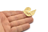 Gold Drop Charm, 4 Gold Plated Brass Drop Charms With 1 Loop (28x16x0.80mm) A1610 Q1089