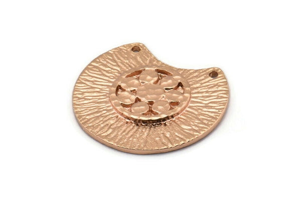 Semi Circle Pendant, Rose Gold Plated Brass Semi Circle  Pendant with 2 Holes (28x25mm) N0391 Q0023