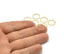 Gold Hexagon Ring Charm, 24 Gold Plated Brass Hexagon Shaped Ring Charms (12x0.8mm) BS 1171 Q0103