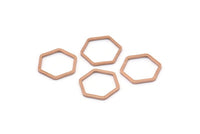 Rose Gold Plated Hexagon Ring Charm, 24 Rose Gold Plated Brass Hexagon Shaped Ring Charms (12x0.8mm) BS 1171 Q0103