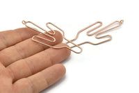 Wire Cactus Earring Findings, 2 Rose Gold Plated Brass Wire Cactus Earring Findings, Jewelry Supplies, Charms (64x28x1mm) Bs 1700 Q0099