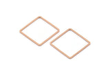 Square Geometric Charm, 12 Rose Gold Plated Brass Square Connectors (20mm) BS 1121 Q0101
