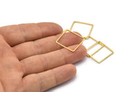 Square Geometric Charm, 12 Gold Plated Brass Square Connectors (20mm) BS 1121 Q0101