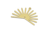 Brass Sun Charm, 8 Raw Brass Sun Charms With 1 Loop And 1 Hole (22x30x0.80mm) M02272