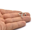 Silver Ring Settings, 4 Antique Silver Plated Brass Moon And Planet Ring With 1 Stone Setting - Pad Size 3mm N1020 H0456